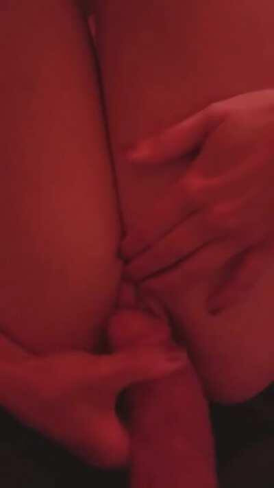 Shes testing the tip to see if she could [f]it [m]y thick cock inside of her tight little pussy 😈