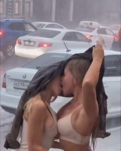 Kissing in the rain