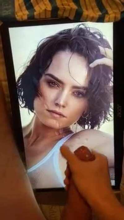 Another bud jerkin his big hard cock 4 Daisy Ridley and giving a huge cum tribute!!!!! She looks perfect covered in cum!! If u want 2 b fed celebs pics and porn vids like my buds and u can make vids with a second screen- public or private - add hertsgirls