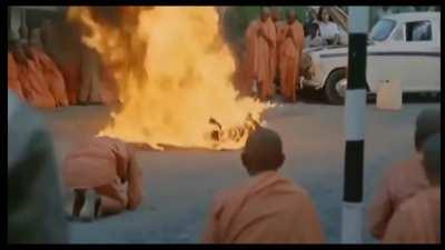 Monk sets himself on fire.