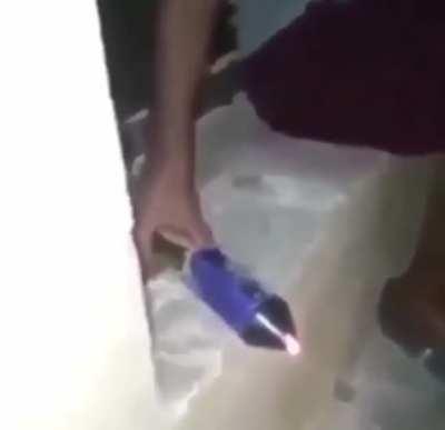 The wrong way to light up fireworks