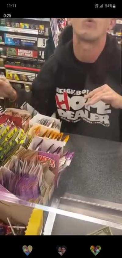 Gas station employee likely on dope or something similar