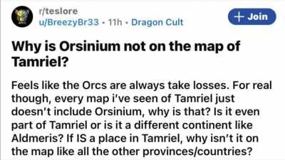 A Breton and Redguard have a laugh at a disgruntled Orsimer.