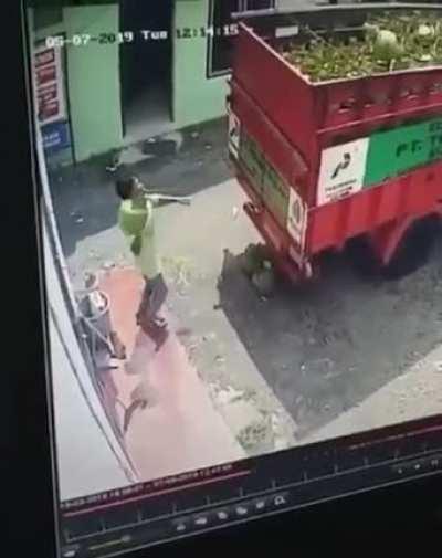 Throwing propane tanks.