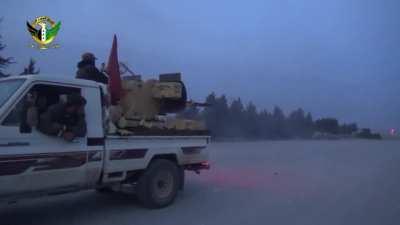 A fleet of Toyota Technicals run wild against IS forces in al-Bab, Syria [video]