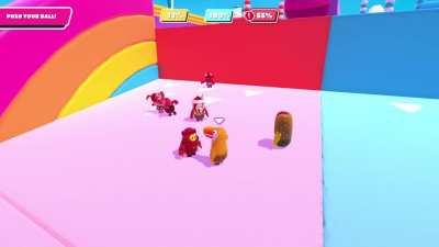 Red team forgot to push their ball over the final ramp...