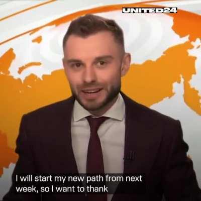 Ukrainian newscaster gives final notice on air, joining the army to help fight the russians