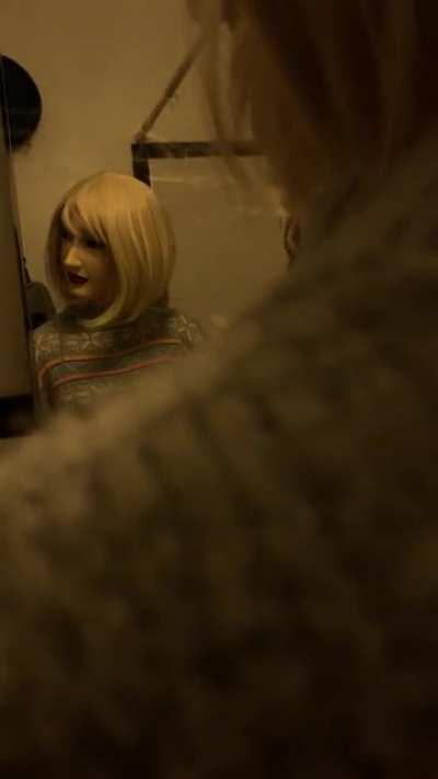 Breakthrough. Last night's programming session worked. She's finally moving on her own now. She won't stop looking at herself in the mirror. She gets upset when I try to move her away.