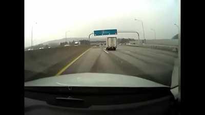 Truck hits something and flies into author 