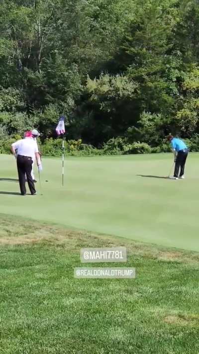 Dhoni defeating Donald Trump in golf. 