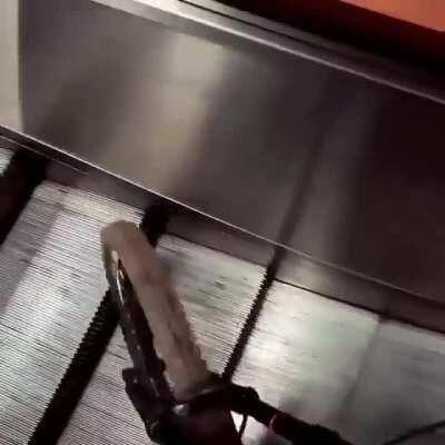 Urban riding inside of the train station