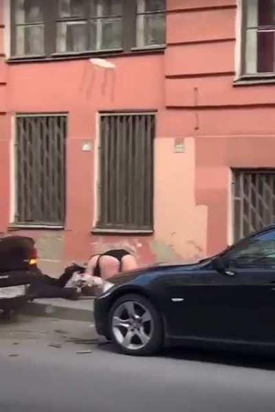 Falling off a balcony mid-fight.