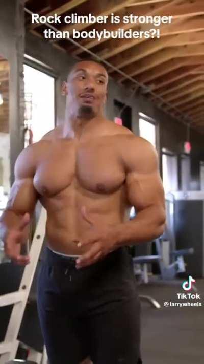 Practically built strength (rock climber) vs gym strength (body builders) 