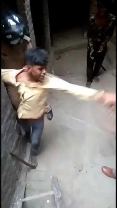Young alleged thieves get smacked by the police.