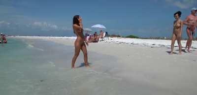 Ladies Giving Everyone A Show On The Beach