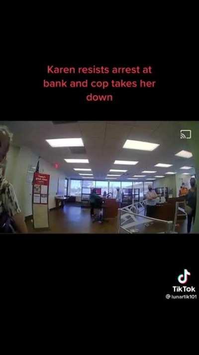 Karen Tries to resist arrest at bank