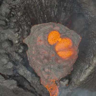 🔥 Drone footage looking down into a volcanic eruption from above