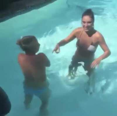 stole her top at the pool