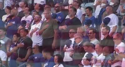 Halle singing the national anthem at the Dodgers game. | IG 10-18-25