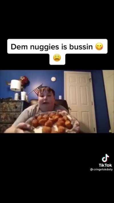 He really likes nuggies