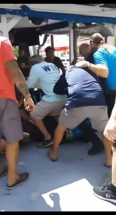 Racist POS slaps woman, gets choked out