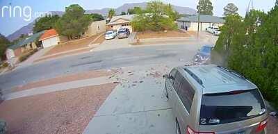 Claimed black car was backing out of driveway, then leaves