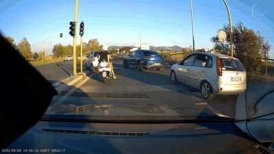 Illegally cutting lanes during a turn