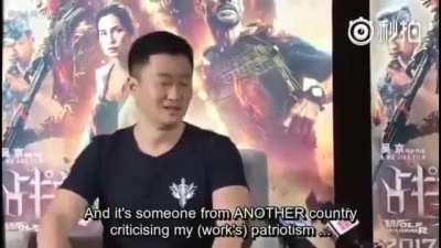 作品についていろんな意見があれば、たいしたことではない。 愛国心まで非難するなんて…誰にも資格がない。愛国は無罪だ。しかも、他の国のやつのくせに、この俺の愛国心を非難するなんて…それはちょっと……俺中国人だ！！！ アイムチャイニーズ！！！ハッハッ、ハハハハ…​