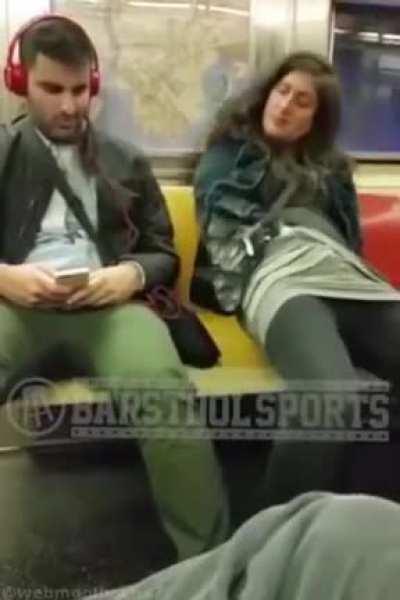 Trashy lady harassing man in the metro