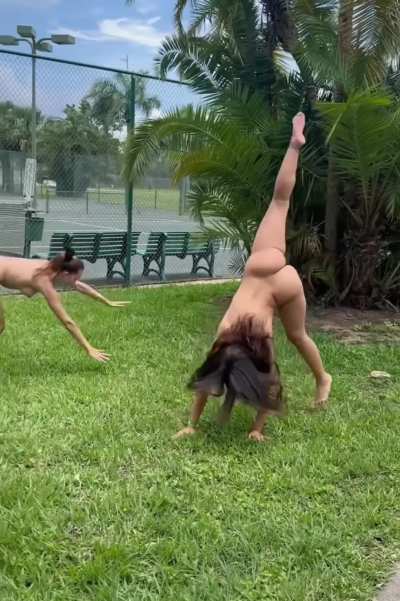 Big ass cartwheel outdoors