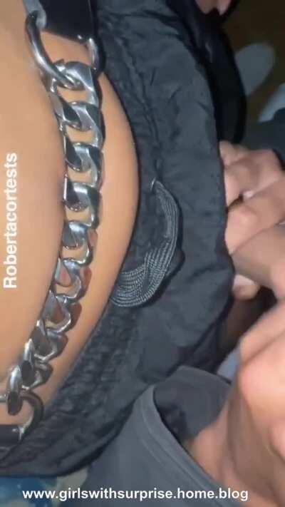 Anonymous citizen sucks Roberta Cortes&rsquo;s cock on street