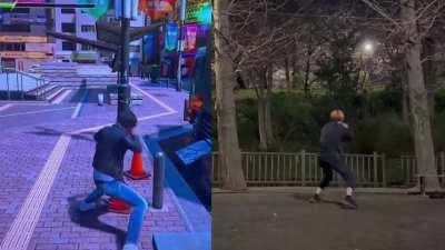 Real life martial artist re-create Yagami Tiger rush combo, source in comment