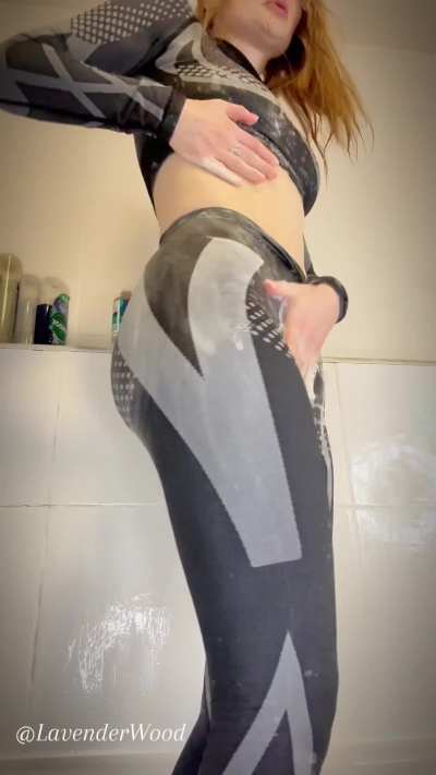 These wet leggings cling so tightly