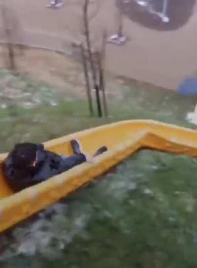 When do adults learn to stop using the playground equipment?