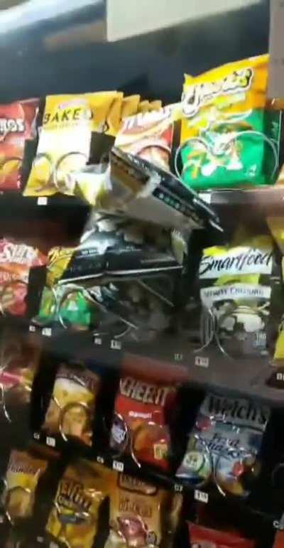 I saw another post with this exact same popcorn getting stuck in a vending machine. Mine had a less satisfying ending