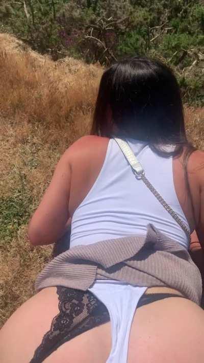 Public doggy on the side of a cliff 