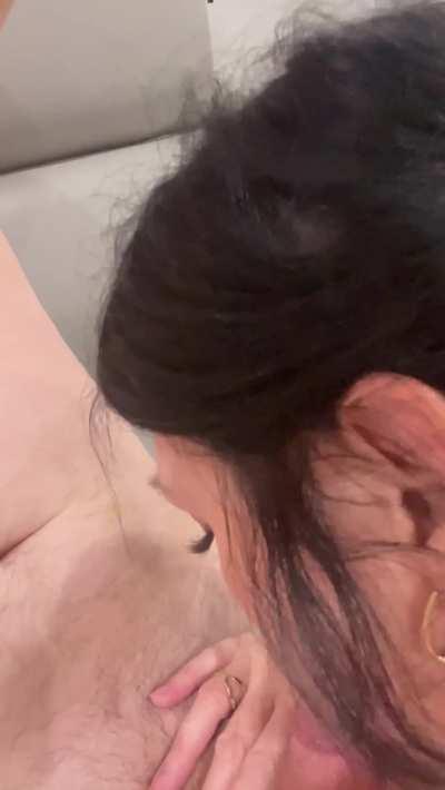 POV gulping his cock 