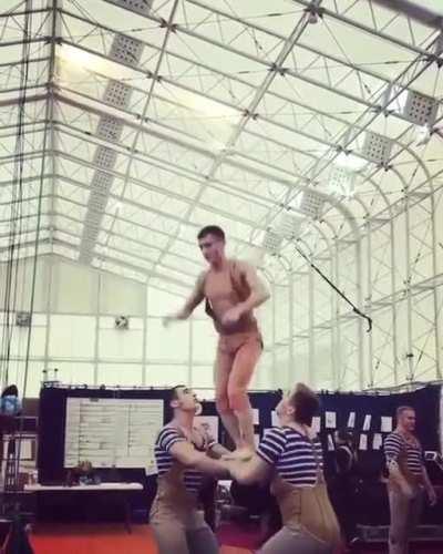 Acrobatic team amazing skill and balance