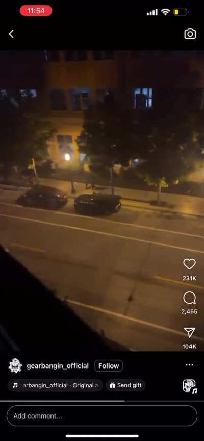 Guy in car shoots rocket