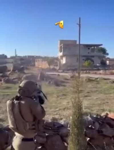 Israeli Soldier practicing shooting at a house in newly occupied Syrian lands