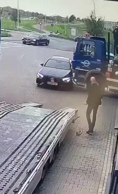 Car in trucks blind spot