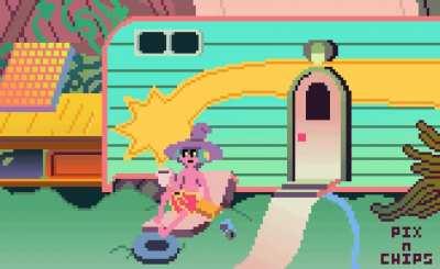 Midnight gospel is blasst! I have just watched 2 episodes and I am already in love with it it. So I decided to make this little piece of pixel art for it, hope you like it :)