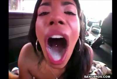 Havana swallowing cum, she looks absolutely gorgeous here with that huge smile and tits.