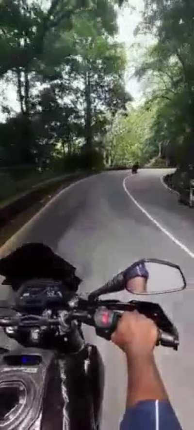 A boulder hitting biker out of nowhere