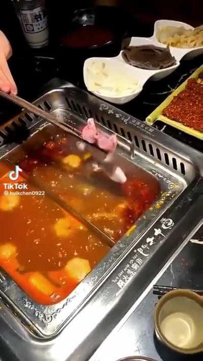 Frog carcass reacts to boiling soup