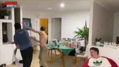 Boy knocks out girlfriend's older brother in front of her with just slaps