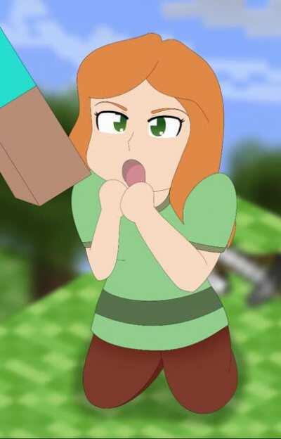 Alex eats Steve's Minecraft meat