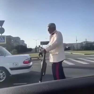Casual Stalin on an electric scooter