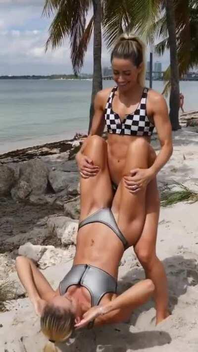 Valentina Lequeux and Taylor Gallo working out together