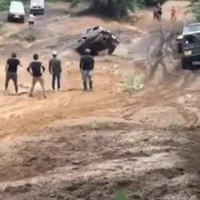 Trying to turn over a Jeep with the boys